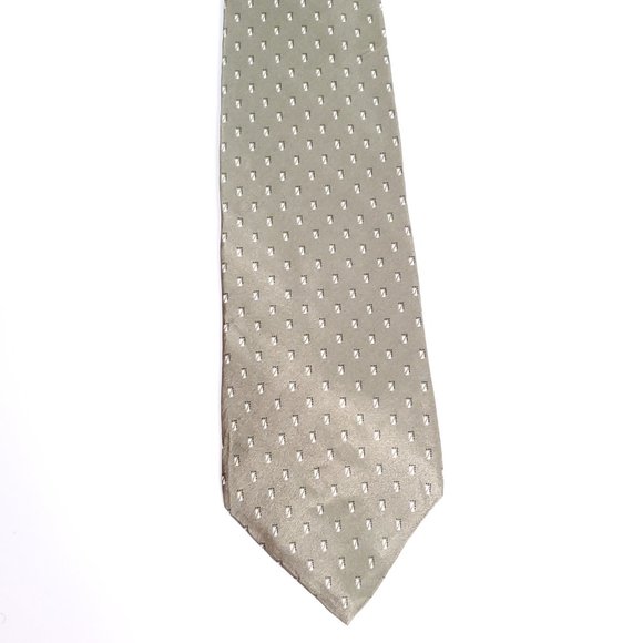 Savile Row Men 100% Silk Tie Geometric Green 59x4 - NWOT - made in USA - Picture 2 of 6